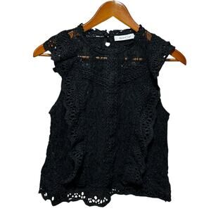 Mustard Seed Womens S Black Lace Sleeveless Coquette Feminine Romantic Boho